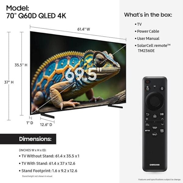 Samsung 70 Inch 4K QLED TV Q60DA - Image 2